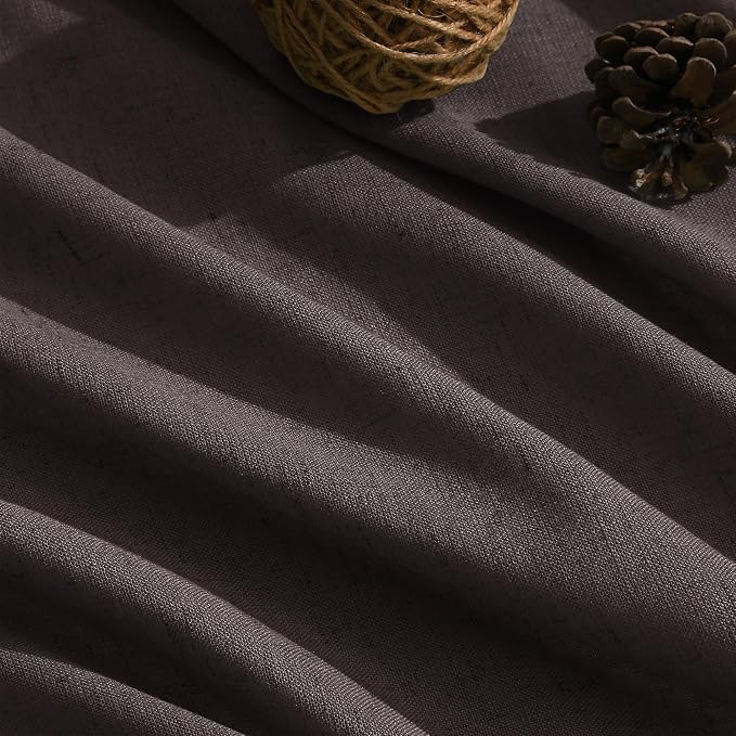 Cocoa Coffee Linen Blend Light Filtering Back Tab Curtains 96 Inches Long - Image 5