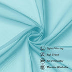 Chyhomenyc Sheer Curtains 63 Inch Length 2 Panels, Aqua | Light Filtering - Image 7