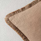 MIULEE Boho Linen Fringe Decorative Fall Throw Pillow Covers Brown 20x20 | Set - Image 3