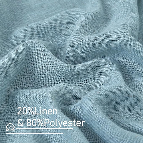 102 Inches Long Linen Curtains for Living Room Bedroom 2 Panels | Semi Sheer - Image 2