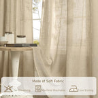 84 Inch Long Linen Curtains for Living Room Bedroom 2 Panels Set | Natural - Image 8