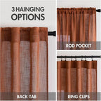MIULEE Burnt Orange Fall Linen Curtains 52x72 Inch - Image 3