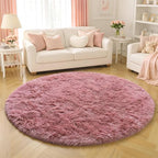 Amdrebio Blush Pink Fluffy Round Circle Rug 4Ft - Image 5