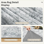 Soalmost 12x15 Washable Area Rugs Soft Living Room Rug Abstract Grey | Large - Image 7