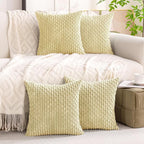 Set of 4 Pale Yellow Decorative Throw Pillow Covers 16x16 Inch Corduroy Pillow - Image 8