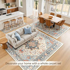 RELEANY Washable Area Rug, Water Repellent, Pet Friendly, Vintage Floral Boho - Image 4