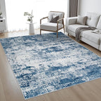 10x12 Area Rug Living Room: Modern Washable Indoor Soft Carpet Blue | - Image 2