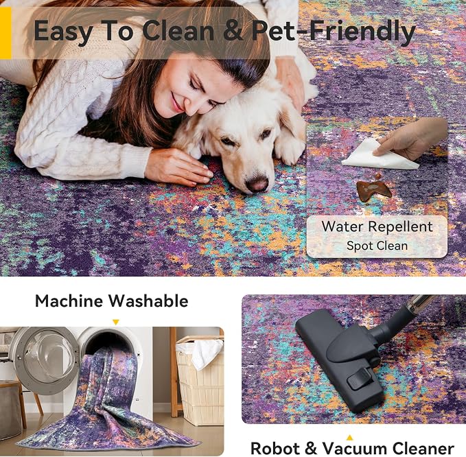 RELEANY Washable 6'x8' Abstract Area Rug - Image 5