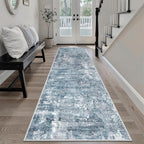 Soalmost Abstract Runner Rug 2x8 Washable Hallway Kitchen Runners Blue/Grey | - Image 3