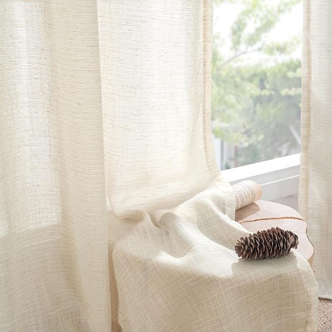BGment 72 Inch Length Beige Linen Curtains - Image 7