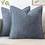 MIULEE Decorative Couch Throw Pillow Covers 18x18 in Dark Grey Blue 2 Pack | by MIULEE