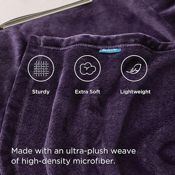 Bedsure GentleSoft Fleece Blankets Queen Size Purple - Image 3