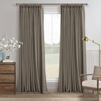 Dark Taupe Linen Blackout Pinch Pleated 108 Inch Curtains by Twodrapes