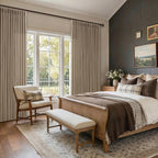 84 Inch Latte Linen Pleated Semi Sheer Vintage Curtains - Image 9