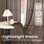 BGment Brown Linen Short Curtains 36 Inch Length - Image 4