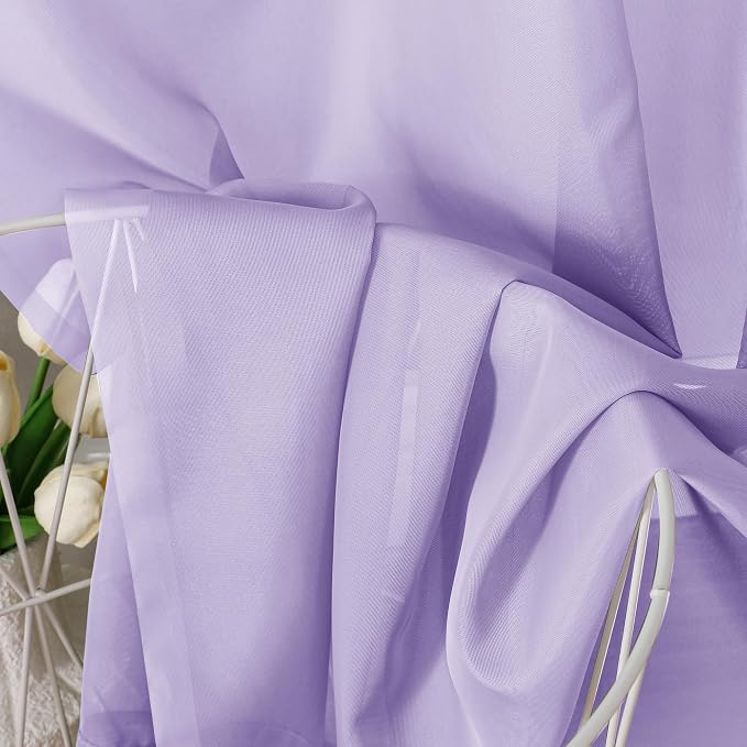 Lavender Sheer Curtains 54 Inches Long 2 Panels - Image 2