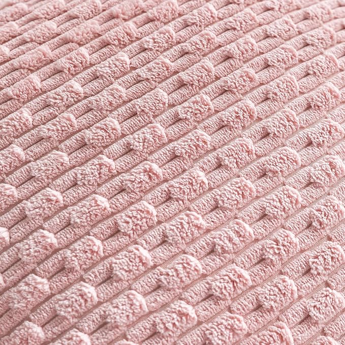 Set of 4 Light Pink Decorative Throw Pillow Covers 26x26 Inch Corduroy Pillow - Image 5