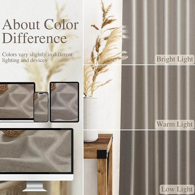 108 Inch Long Curtains for Living Room Grey Beige Linen Simple Modern Light - Image 3