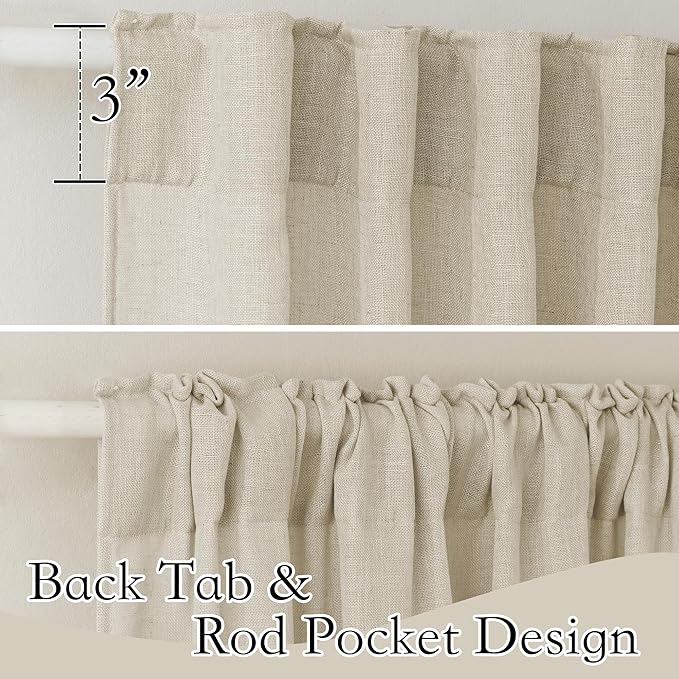 RYB HOME Linen Textured Semi Sheer Curtains Light Filtering Airy Solid Sheer - Image 2