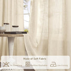 Natural Linen Curtains 80 inches Long 2 Panels Set, Bronze Grommet Thick - Image 8