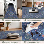Dark Blue Washable 2x7 Runner Rug Non Slip - Image 4