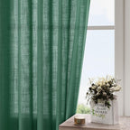 Dark Green Linen Curtains 102 Inches Long Rod Pocket Back Tab Drapes 2 Panels - Image 4