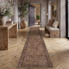 2x12 Brick Red Vintage Floral Washable Runner Rug - Image 2