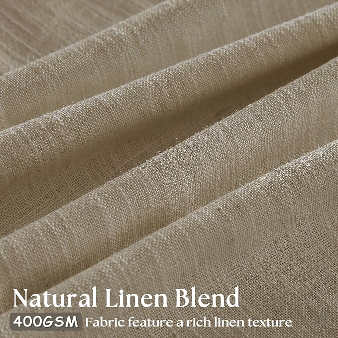 Dark Flax Linen Pinch Pleat Light Filter Curtains 120 Inches Long 2 Panels | - Image 3