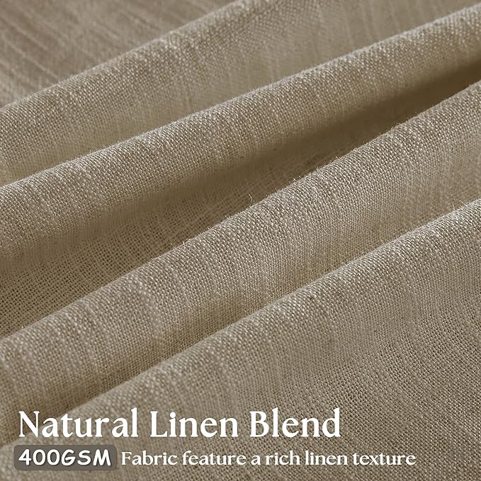 Neutral Pinch Pleated 96 Inch Greige Light Filtering Flax Linen Curtains | Flax - Image 3