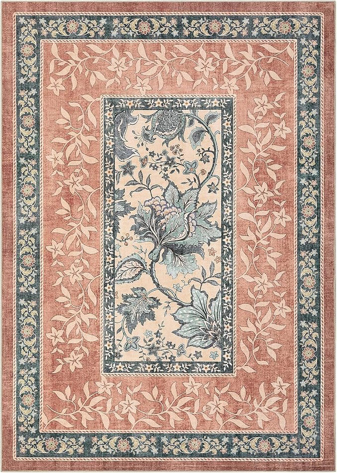 GarveeHome Terracotta Teal 2x6 Washable Kitchen Runner Rugs Non Slip Provence - Image 9