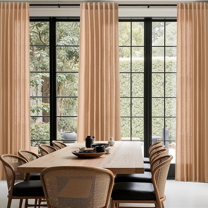 Camel Linen Curtains for Living Room 92 Inches Long Back Tab and Rod Pocket - Image 8