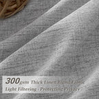 Linen Textured Sheer Light Grey Curtains 102 Inches Long - Image 2