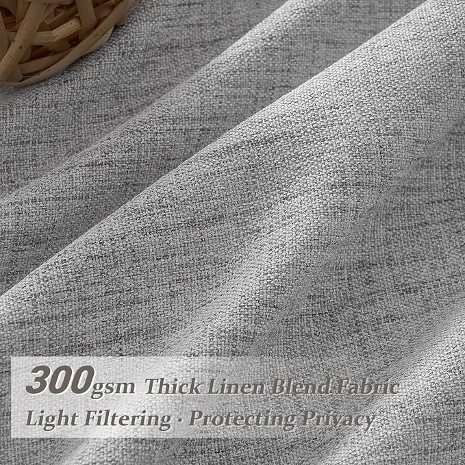 Extra Long 120 Inch Light Grey Thick Linen Curtains - Image 3