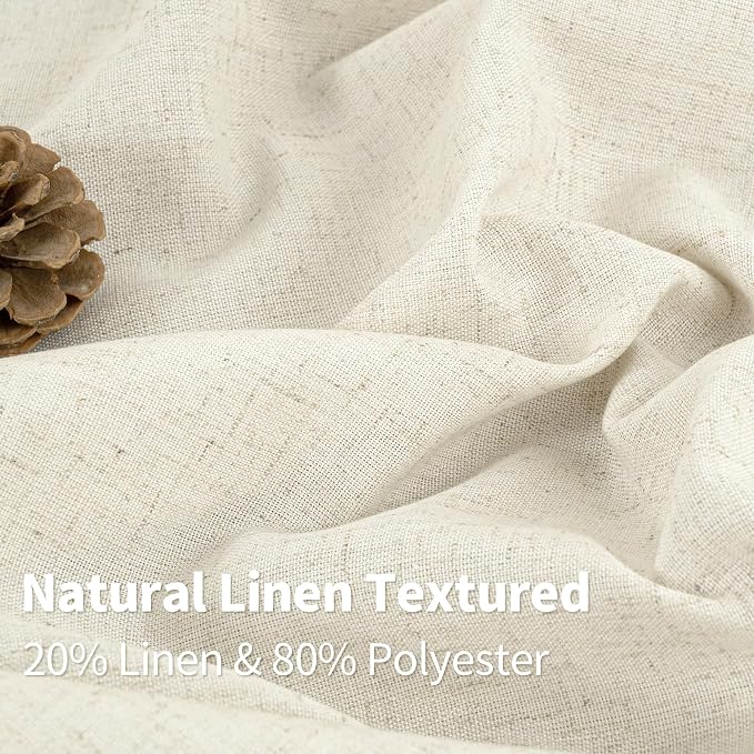 YoungsTex 60 Inch Wide Linen Curtains 2 Panels Grommet 63 Inch Length Light - Image 4
