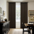 Dark Brown Pleated Double Layer Thick Linen Curtains 90 Inches Long | - Image 9