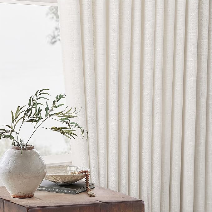 Natural Extra Wide 60 Inch Width Pinch Pleated 96 Inch Curtains | Thick Linen - Image 5