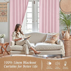 Linen Full Blackout Window Curtains - Image 2