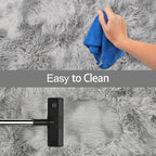 Super Soft Fluffy Living Room Area Rug 2x10 ft Tie-Dyed Light Grey Shaggy Furry - Image 7