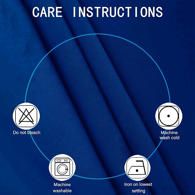 Blackout Curtains 38 x 84 inch/Royal Blue Curtains Set of 2 Panels/Thermal - Image 4