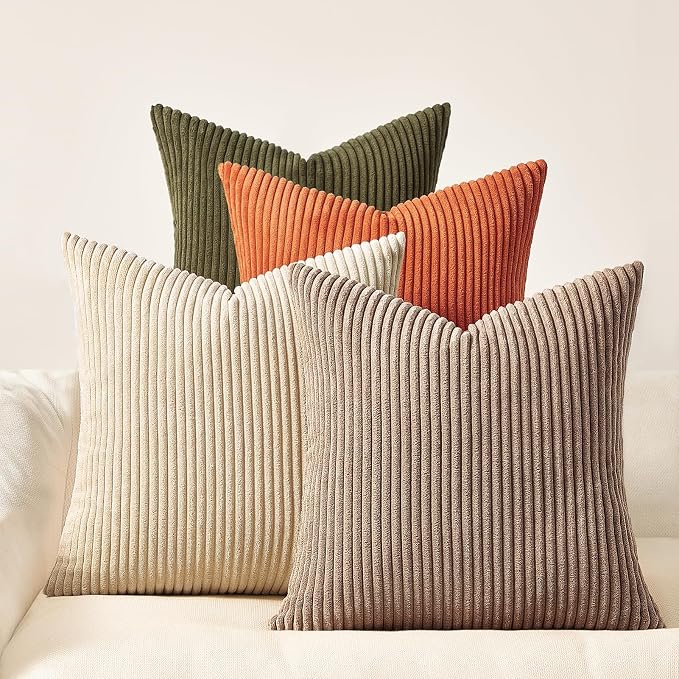 Topfinel Boho Rust OliveGreen Throw Pillow Covers 16x16 Inch Set of 4 Mordern by Topfinel