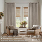Taupe Brown Pinch Pleated Semi Sheer Linen Blend Drapes 112 Inches Long 50W | - Image 6
