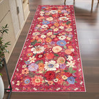 Red Floral Hallway Runner Rug 3x7 - Image 5