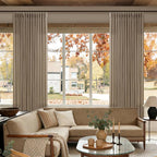 Pinch Pleat Latte Taupe Semi Sheer Linen Curtains 105 Inches Long 2 Panels | - Image 9