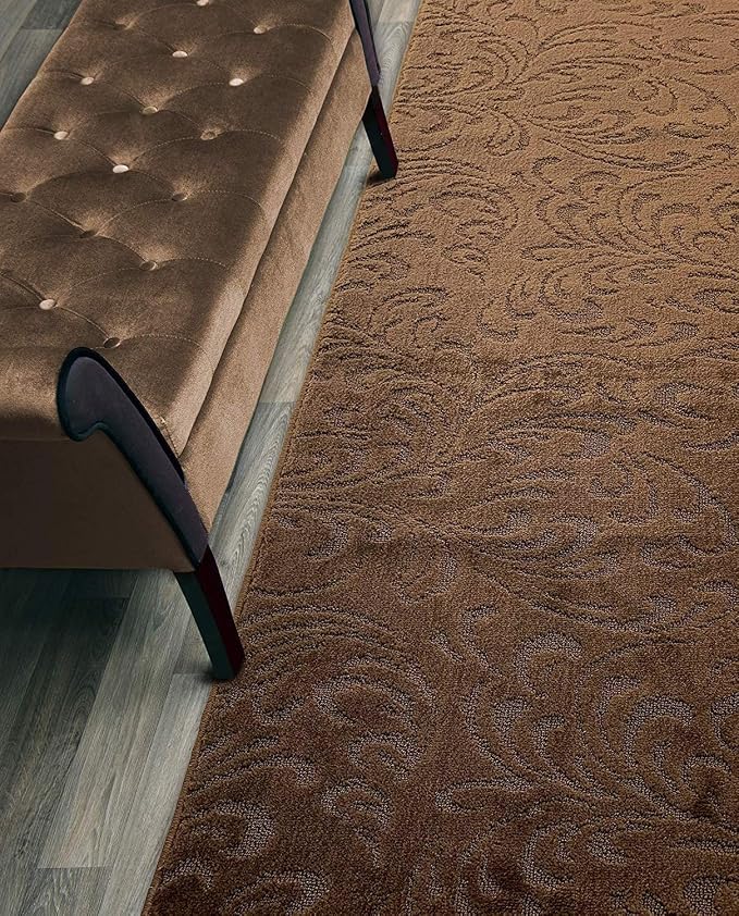 Custom Length Hallway Runner Rug, Slip Resistant, Floral Brown, 26 Inch X 14 by ORFAHOME