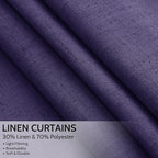 Purple Linen Blend Light Filtering Back Tab Curtains 102 Inches Long, Semi - Image 2