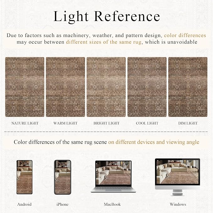 Schweek 2x8 Kitchen Rug Washable Vintage Non Slip Hallway Runner Rugs Brown | - Image 6