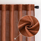 MIULEE Burnt Orange Fall Linen Curtains 52x108 Inches - Image 2