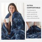 Bedsure GentleSoft Fluffy Tie Dye Navy Blue Blankets Queen Size - Image 3