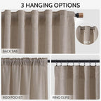 Ecru Linen Curtains for Living Room 105 Inches Long Light Filtering Semi Sheer - Image 2