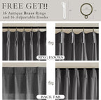 102 Inches Pinch Pleated Light Filtering Linen Charcoal Grey Curtains 50W | - Image 5